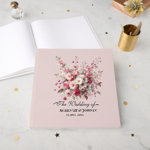 Blush and Gold Watercolor Flowers Personalised Guest Book