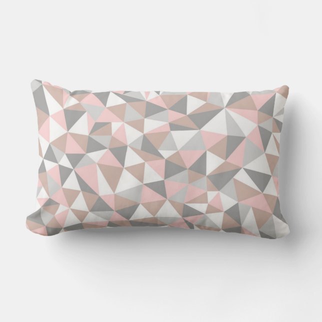BLUSH AND GRAY GEOMETRIC PATTERN PILLOW (Front)