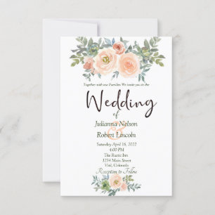 Blush and green watercolor floral wedding invitati invitation