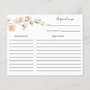 Blush and Greenery Bridal Shower Recipe card