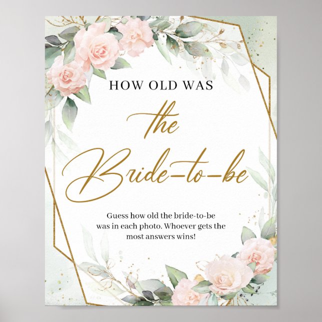 Blush and greenery How old was the Bride-to-be Poster (Front)