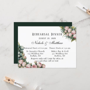 Blush and Greenery Rehearsal Dinner Invitation