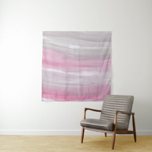 Blush and Grey Brushstroke Waves 1 Tapestry