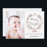 Blush and Grey Christmas Wreath Holiday Photo Card<br><div class="desc">Blush and Grey Christmas Wreath Holiday Photo Card 
 Customisable holiday photo card featuring calligraphy texts and blush and grey Christmas wreath.</div>