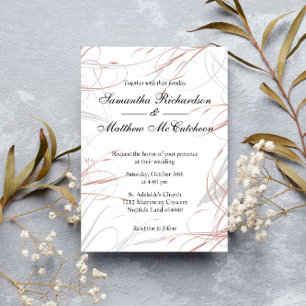 Blush and Grey Flourishes Wedding Invitation