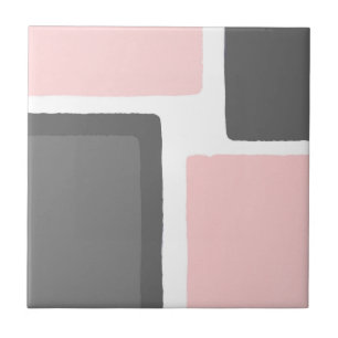 Blush and Grey Minimalist Colour Block Ceramic Tile