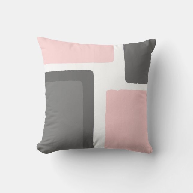 Blush and Grey Minimalist Colour Block Cushion (Front)