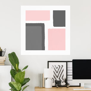 Blush and Grey Minimalist Colour Block Poster