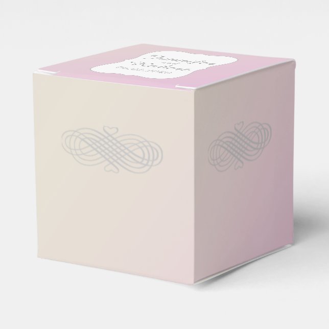 Blush and Grey Romantic Wedding Favour Box (Front Side)