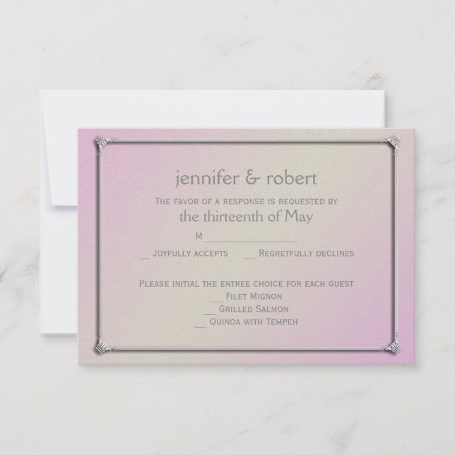 Blush and Grey Romantic Wedding Response Card (Front)