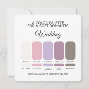 Blush and Lavender Wedding Colour Palette Card
