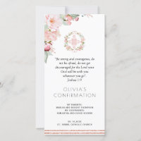 Blush and Mint Floral Confirmation Bookmark Favour