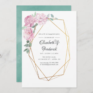 Blush and Mint Floral Geometric Engagement Party Invitation
