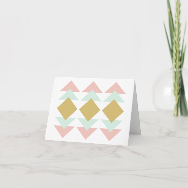 Blush and Mint Modern Geometric Triangle Art Note Card (Front)