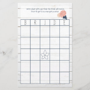 Blush and Navy Bridal Bingo Bridal Shower Game