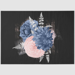 Blush and Navy Floral Ephemera Series Design 19 Tissue Paper