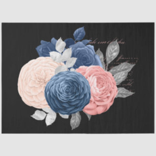 Blush and Navy Floral Ephemera Series Design 6 Tissue Paper