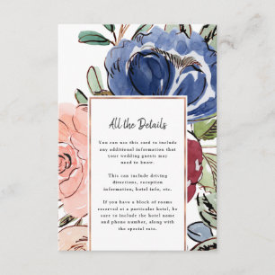 Blush and Navy Floral Geometric   Guest Details Enclosure Card