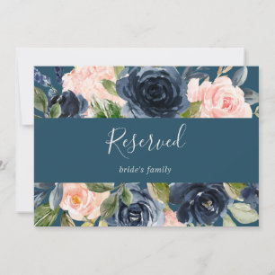 Blush and Navy Flowers   Blue Reserved Sign