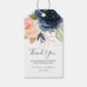 Blush and Navy Flowers | White Thank You Favour Gift Tags (Front)