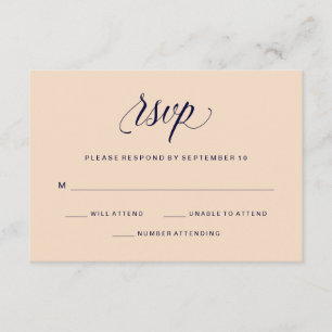 Blush and Navy Typography RSVP Card