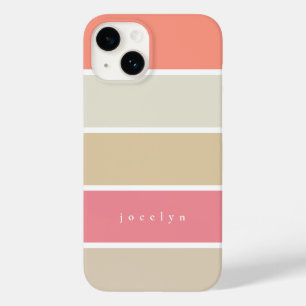 Blush and Peach Colour Block Rectangles Monogramme Case-Mate iPhone 14 Case
