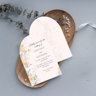 Blush and Peach Wildflower Arch Wedding Invitation