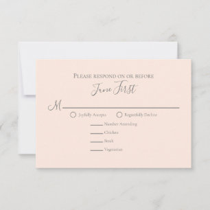 Blush and Pink Foliage Wedding Meal Choice RSVP Card