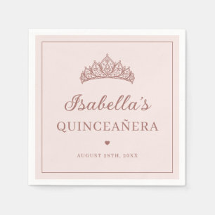 Blush and Rose Gold Elegant Tiara Quinceañera Napkin