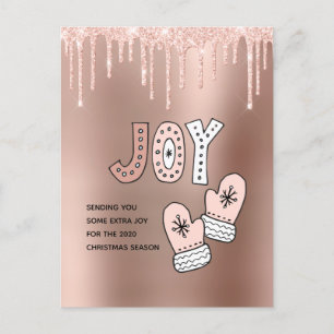 Blush and Rose Gold Sending Joy for Christmas 2020 Holiday Postcard