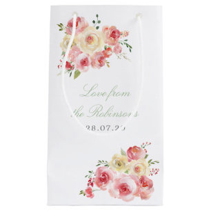 Blush and Sage Green Floral Wedding Thank You Small Gift Bag