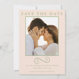 Blush and Sage Infinity Wedding Minimalist Modern  Save The Date