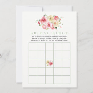 Blush and Sage Watercolor Floral Bridal Bingo