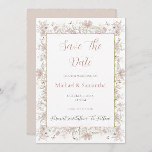Blush and Sage Wildflower Spring Wedding Save The Date