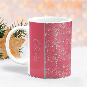 Blush and Silver Snowflakes Christmas Mug