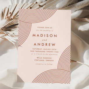 Blush and Terracotta Geometric Swirl Wedding Invitation