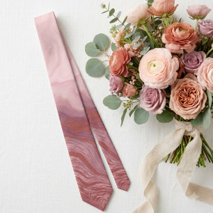 Blush and terracotta marble wedding tie