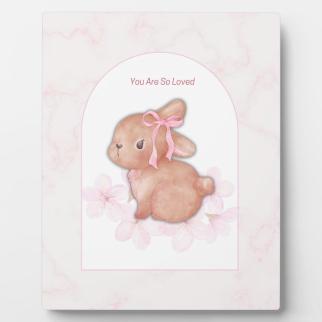 Blush Animal Nursery Wall Art Set | Bunny, Teddy Plaque (Front)