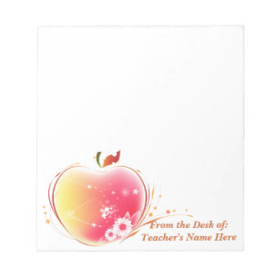 Blush Apple Teacher  From the Desk OF NAME HERE Notepad