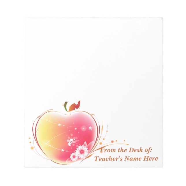 Blush Apple Teacher  From the Desk OF NAME HERE Notepad (Front)
