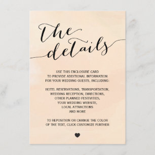 Blush Apricot Watercolor Invitation Enclosure Card