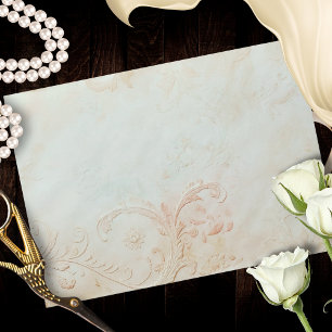 Blush Aqua Baroque Heart Lace Texture Envelope