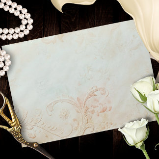 Blush Aqua Baroque Heart Lace Texture Envelope