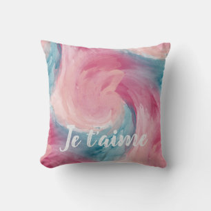 Blush Aqua Je Taime Abstract Cushion