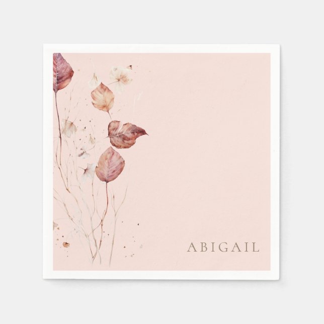 Blush Autumn Foliage Bridal Shower Napkin (Front)