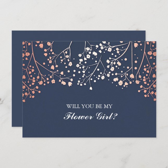 Blush Baby's Breath Wedding Flower Girl Invitation (Front/Back)