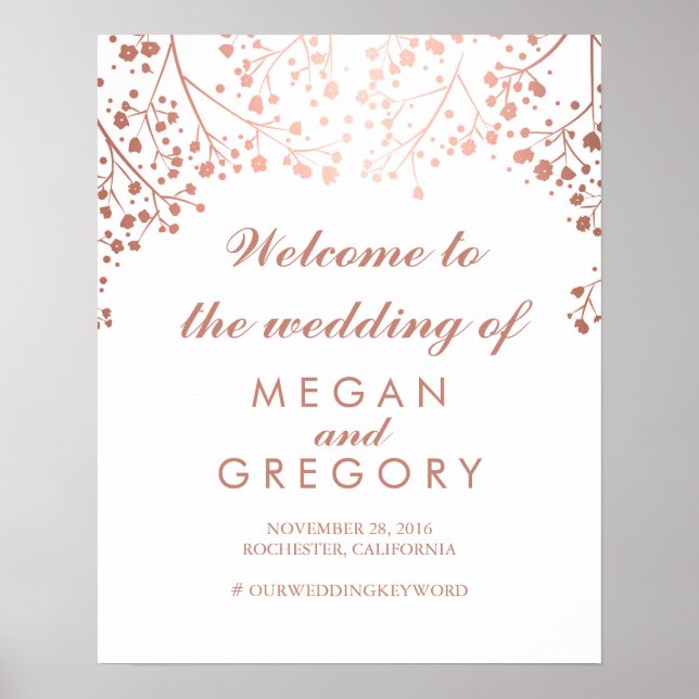 Blush Baby's Breath Wedding Welcome Sign (Front)