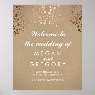 Blush Baby's Breath Wedding Welcome Sign Coral