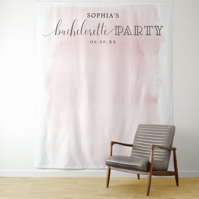 Blush Bachelorette Party Backdrop Photo Booth Tapestry (In Situ)