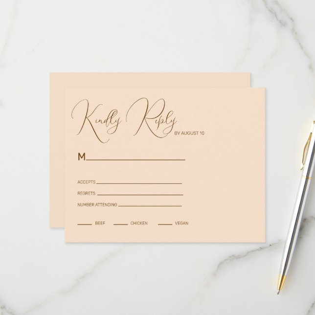 Blush Background Minimalism  RSVP Card (Front/Back In Situ)